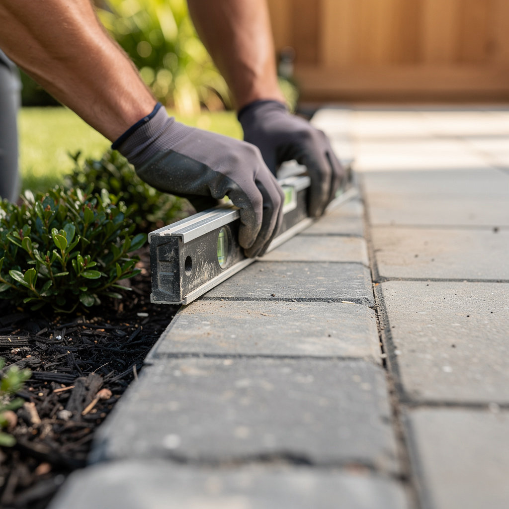 Julian's Construction & Landscape team discussing project plans with a client in Woodburn, OR